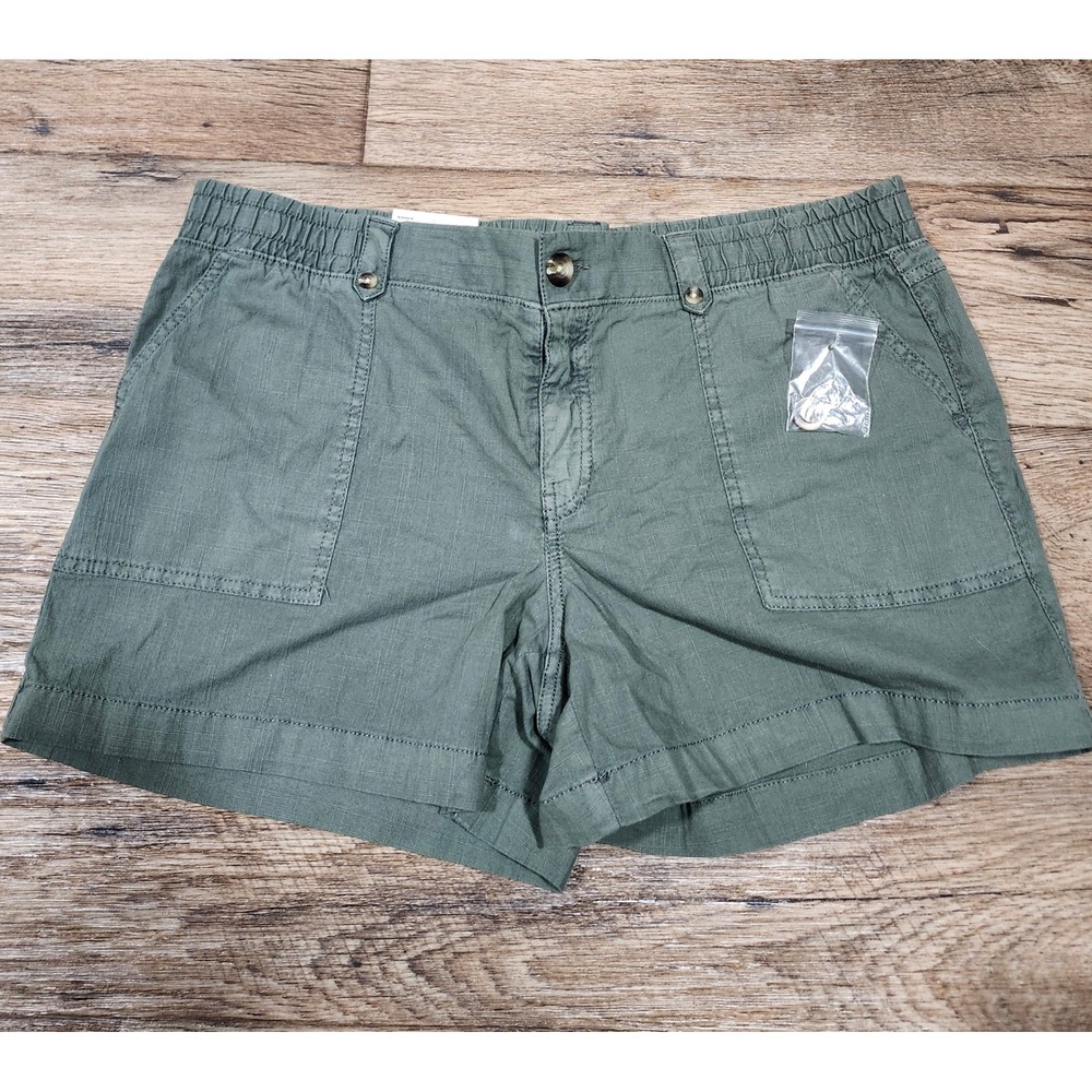Sonoma Goods For Life Womens Ultra Comfort Waist Utility Shorts Green Size 16